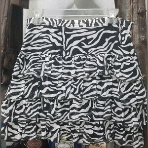 Zebra Print Ruffled Skirt